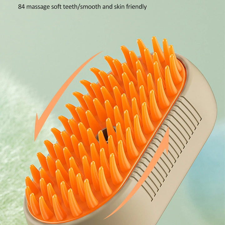 3-in-1 Dog Brush:  Spray, Hair Removal, and Steam Cleaning.