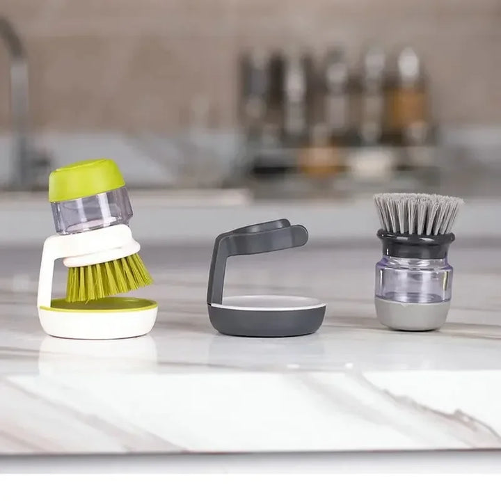 3-in-1 Oil-Free Kitchen Cleaning Brush with Automatic Liquid Dispenser