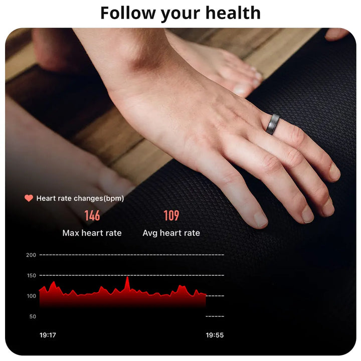 Smart Ring - Heart Rate & Oxygen Monitor, IP68 & 5ATM, Multi-sport Mode