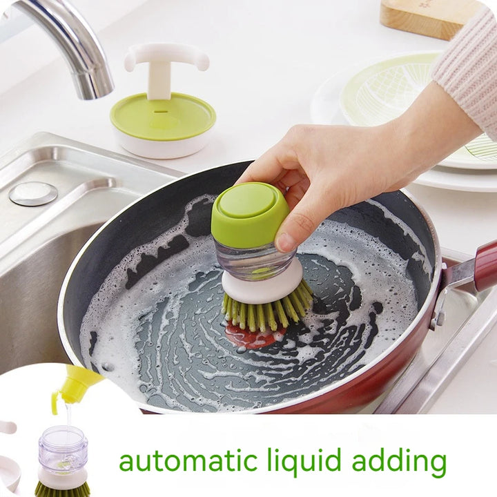 3-in-1 Oil-Free Kitchen Cleaning Brush with Automatic Liquid Dispenser