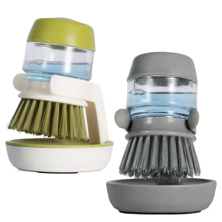 3-in-1 Oil-Free Kitchen Cleaning Brush with Automatic Liquid Dispenser