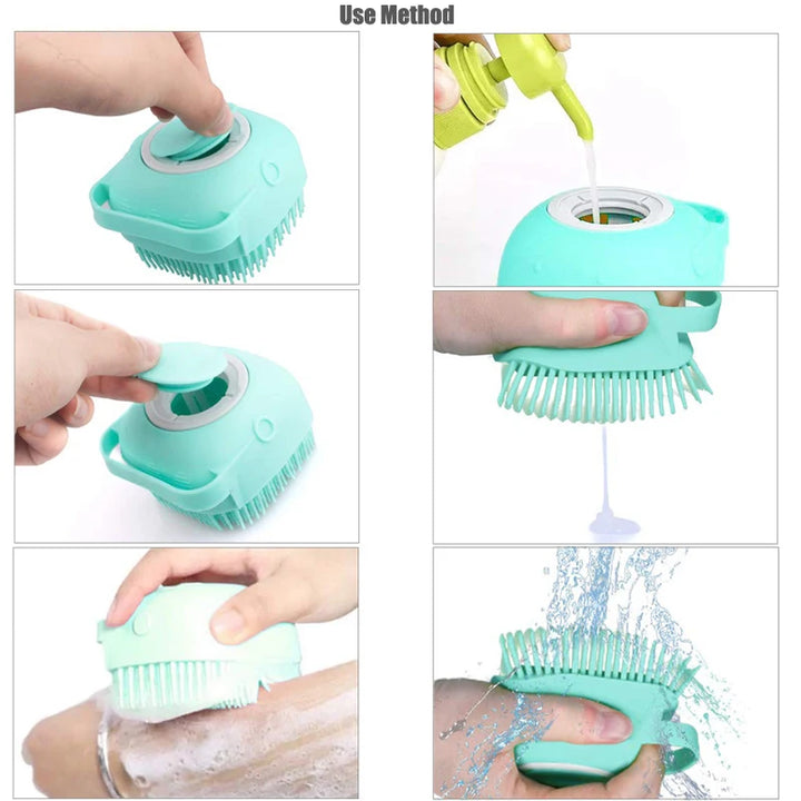 Pet Silicone Bath Brush | Grooming, Massage & Shampoo Comb