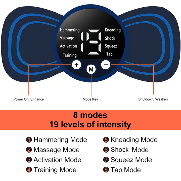 💆‍♂️ Mini Electric Neck Massager EMS 8 Modes